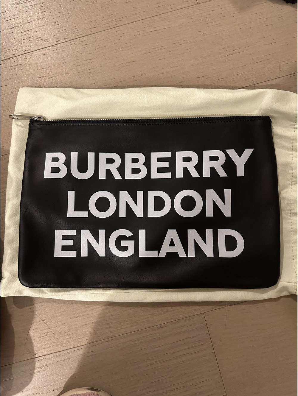 Burberry London England Black Leather Pouch Clutch Bag